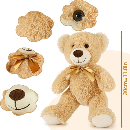 Bulk Teddy Bears Set of 8 - Small Khaki Stuffed Animals for Wedding Favors, Birthday Party Decorations, Christmas Gifts, Baby Shower & Event Giveaways