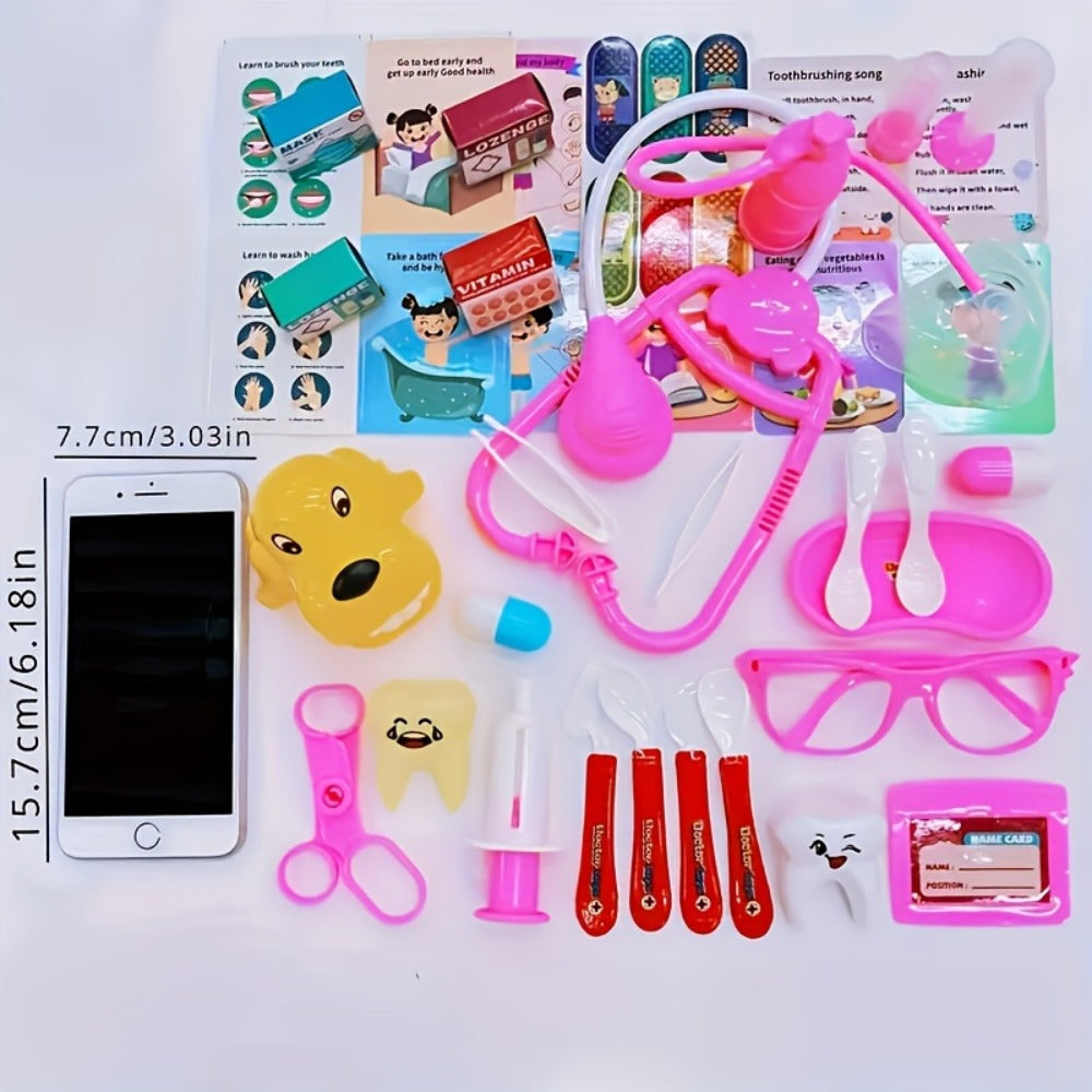 Pink Doctor Kit for Girls 40pcs – Pretend Play Nurse Toy Set with Stethoscope, Syringe & Dental Accessories, Simulation Doctor Toy for Kids Ages 3+, Birthday & Christmas Gift