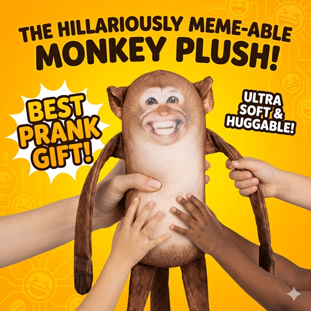 Magnetic Monkey Plush Toy 9.8 Inch — Hanging Fridge Magnet Stuffed Animal, Funny Gag Gift & Meme Decor for Office, Home & Party, Mischief Monkey Prank Accessory for Adults & Kids