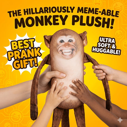 Magnetic Monkey Plush Toy 9.8 Inch — Hanging Fridge Magnet Stuffed Animal, Funny Gag Gift & Meme Decor for Office, Home & Party, Mischief Monkey Prank Accessory for Adults & Kids