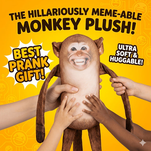 Magnetic Monkey Plush Toy 9.8 Inch — Hanging Fridge Magnet Stuffed Animal, Funny Gag Gift & Meme Decor for Office, Home & Party, Mischief Monkey Prank Accessory for Adults & Kids