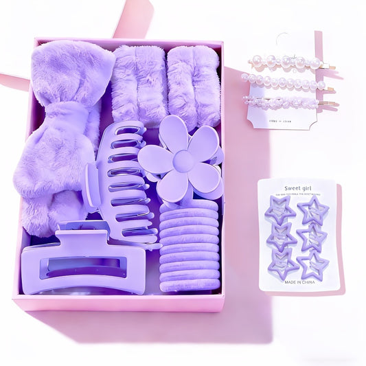Hair Accessories Set Headbands Hair Clips Hair Hoops Hair Rings for Women Girls Multicolor Bow Elastic Face Wash Spa Gift