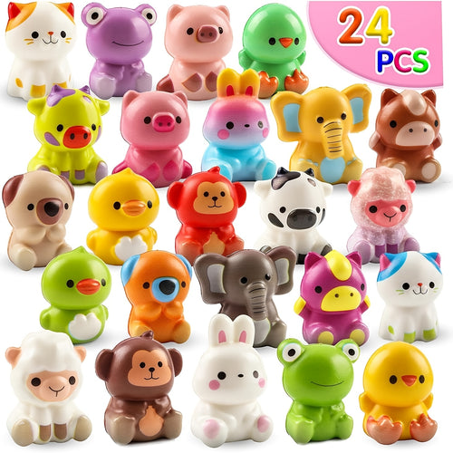24pcs Animal Soft Toys - Cute Animal Relaxation Toys That Can Be Used As Classroom Prizes, Birthday Gifts for Boys And Girls, Valentine's Day Gifts for Each Other, Kids Party Favors And Love Letters, Classroom Party Favors | 24pcs In Fun Shapes