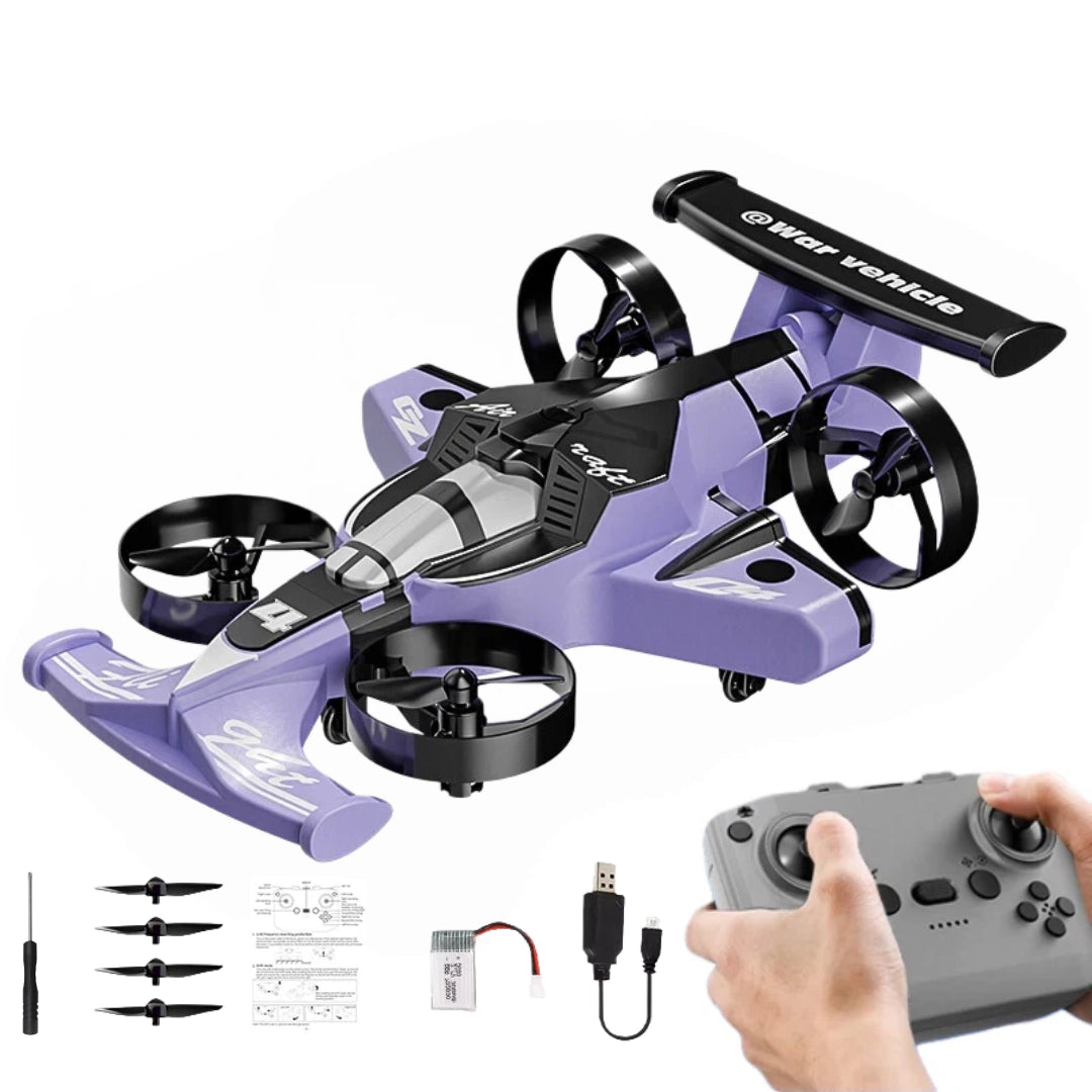 RC Flying Car Drone Combo for Kids – Remote Control 2-in-1 Racing Car & Quadcopter, One-Key Takeoff, 360° Flips, Stable Hover, Foam Body, Fun Birthday Gift