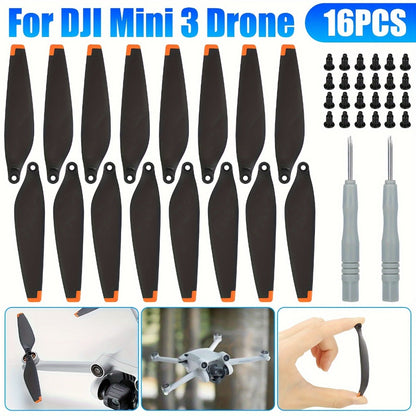 DJI Mini 3 Replacement Propellers 16pcs – Low-Noise Quick-Release Drone Blades Upgrade Kit with Screws & Screwdrivers, Lightweight Durable Drone Accessories for Extended Flight Time & Quiet Flying
