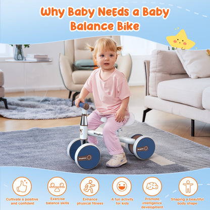 [Perfect First Birthday] Baby Balance Bike for 10-36 Month Toddler Boys & Girls, 4 Wheels Kids First Balance Bike, Perfect First Birthday & Children's Day Gifts
