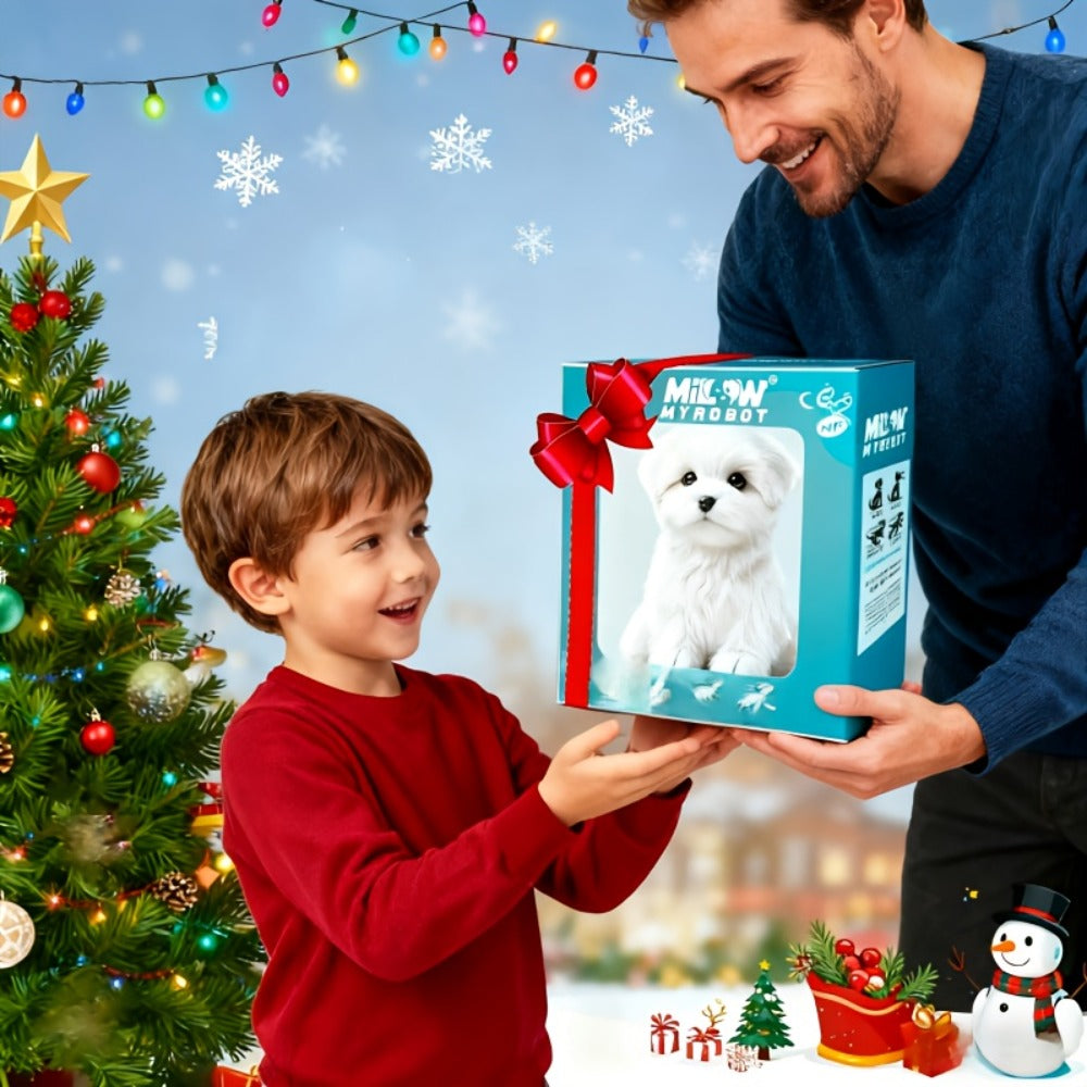 2026 Upgrade Plush Electric Simulation Puppy - Walk & Bark Interactive Electronic Pet, Soft Plush Gift Box, Parent-Child Companion Holiday Gift