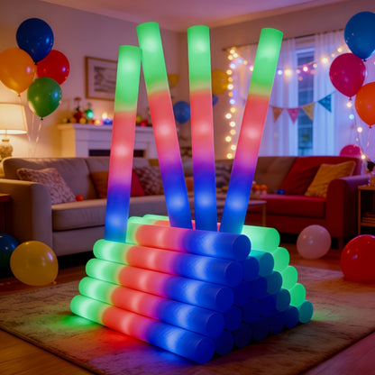 27/30 LED Foam Glow Sticks, Multi-color Flashing, Party Light-up Supplies, Suitable for Weddings, Birthdays, Graduation Seasons, Christmas And Other Parties Or Game Activities, Camping Party Outdoor Lighting Glow Sticks