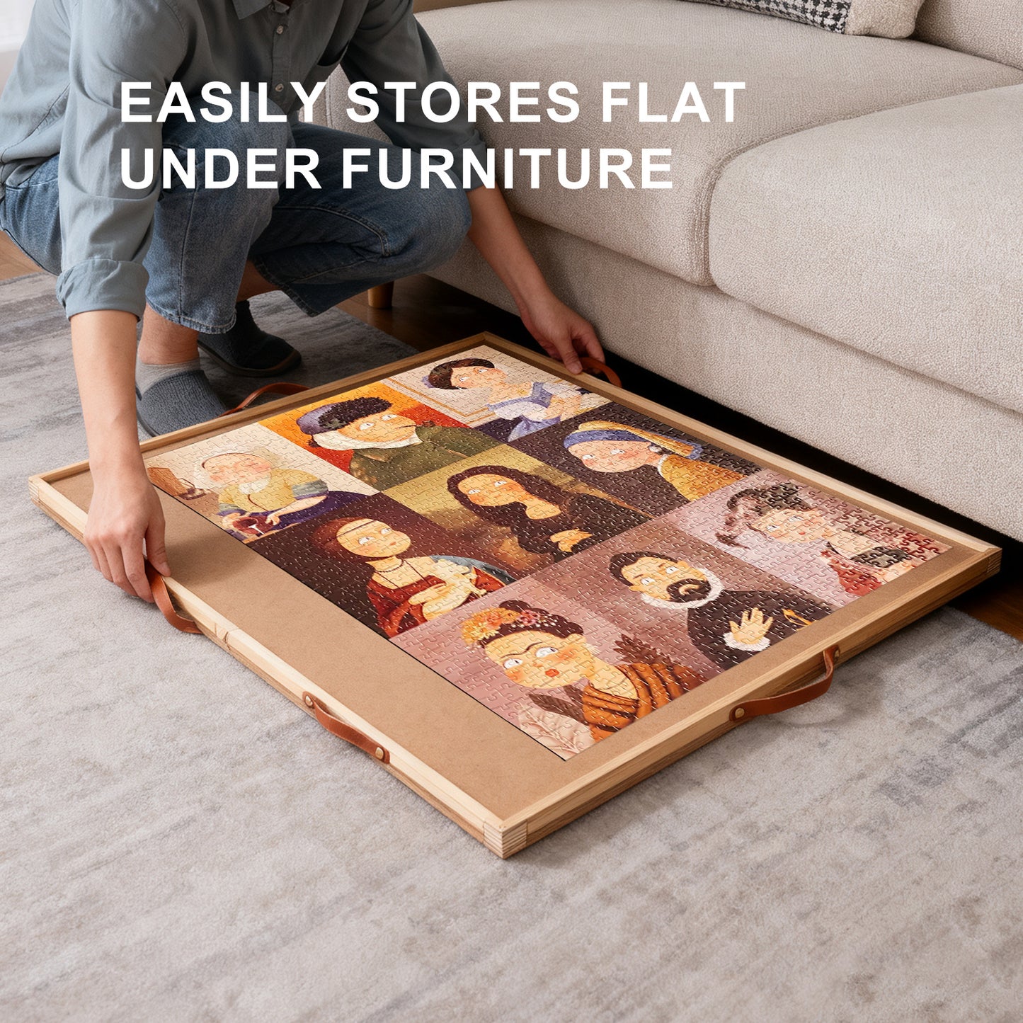 Large 35“x27” Rotating Puzzle Table with Easy Pull Handle Drawers, Puzzle Organizer Board for Adults and Seniors