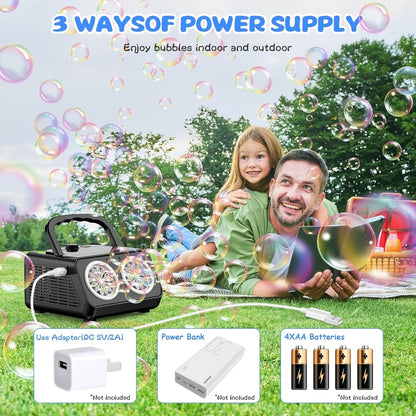 Double Fan Bubble Machine for Party Wedding – Indoor Outdoor Atmosphere Bubble Maker for Kids Adults, Birthday Halloween Christmas Event Decor Toy, 1 or 2 Set Options White or Black