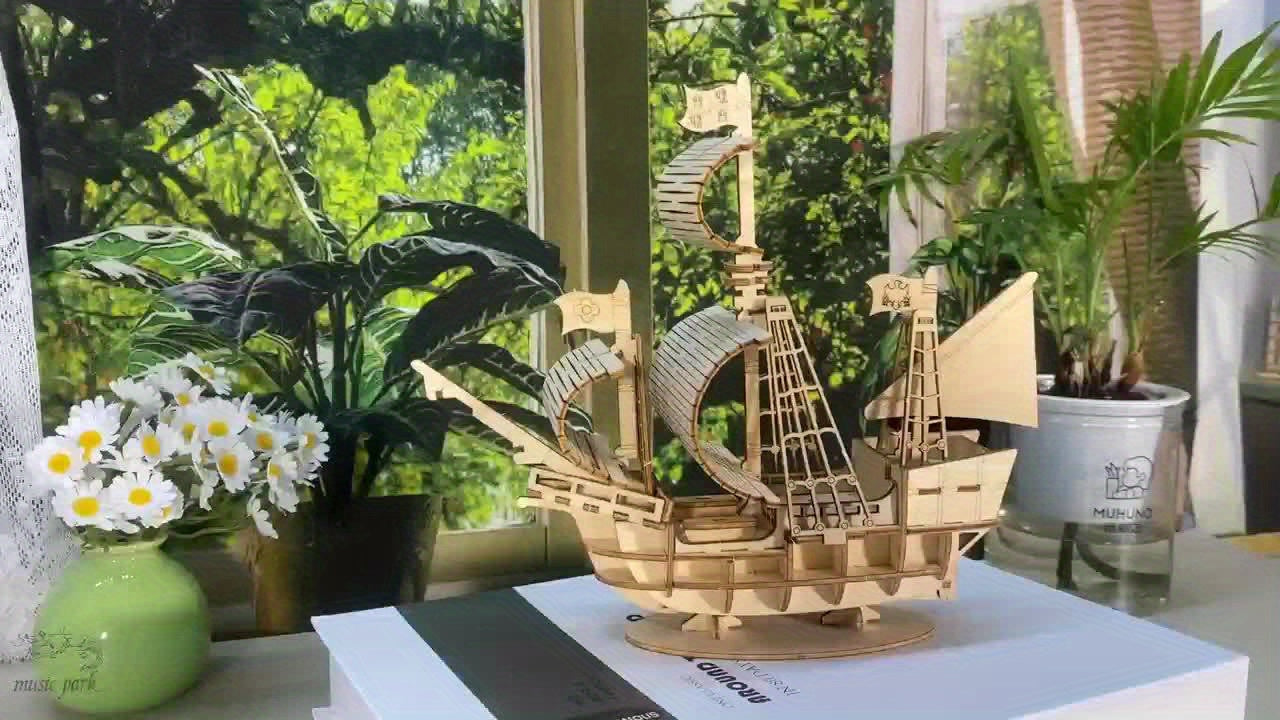 Ocean Sailboat 3D Wooden Puzzles Model Kits Brainteaser - Handmade - For Adults & Teens - Christmas/Birthday Gifts - Perfect for Hobbyists & Puzzle Enthusiasts