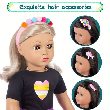 18 Inch Doll Travel Accessories Set 25 Pcs – Unicorn Suitcase Roller Skates Backpack Outfit Hairpins School Supplies, Fits American Girl & Most 18 Inch Dolls, Birthday Christmas Gift for Girls Ages 3-12 No Doll