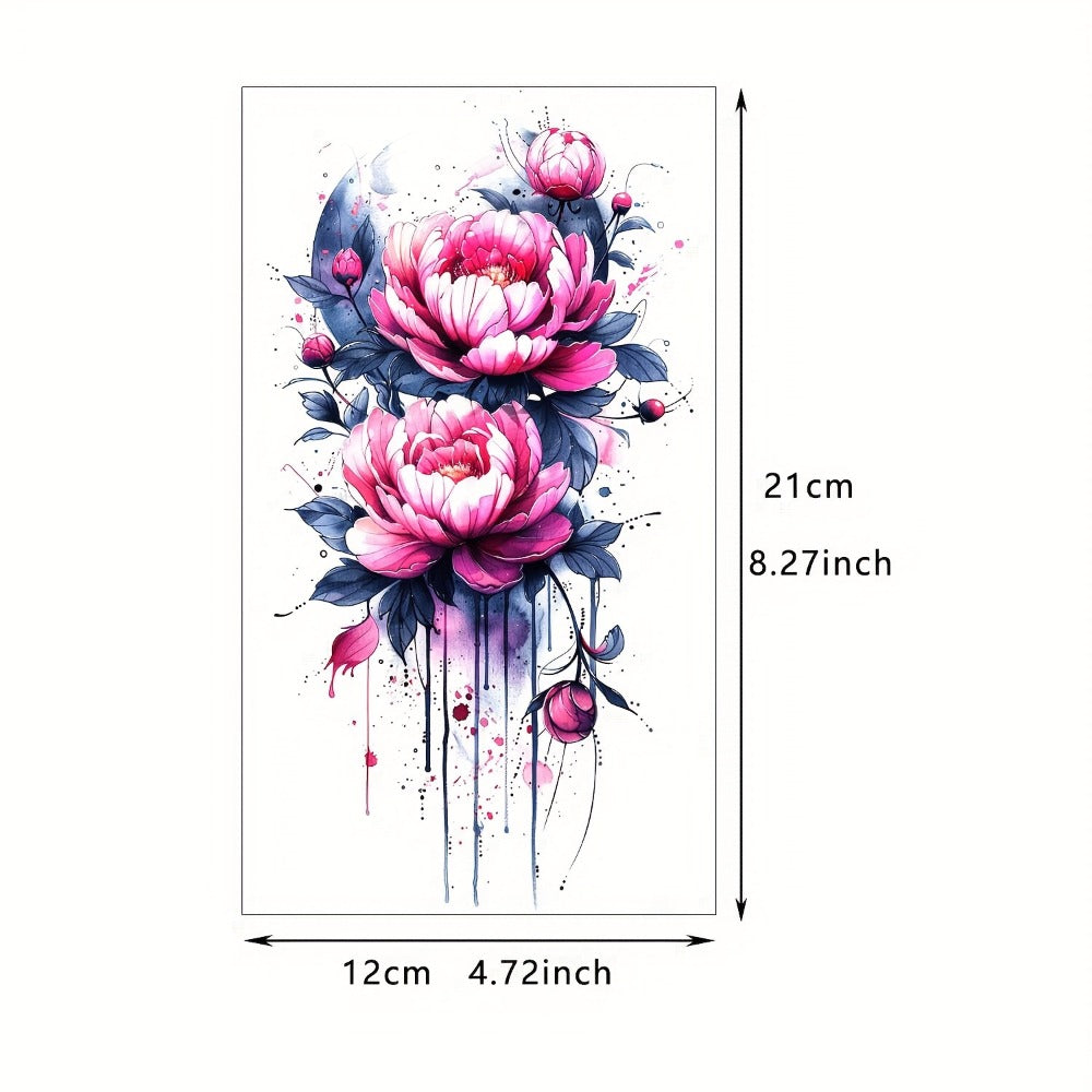 Temporary Tattoos for Women & Kids - 24 Sheets Large Watercolor Realistic Fake Tattoo Stickers with Flower & Animal Designs - Long Lasting Body Art Half Arm Tattoos