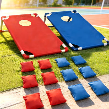 Portable Cornhole Bean Bag Toss Game Foldable Board 12 Bean Bags Storage Bag Outdoor Backyard Camping Party Game Kids Adults Family Birthday Holiday Gift Red Blue