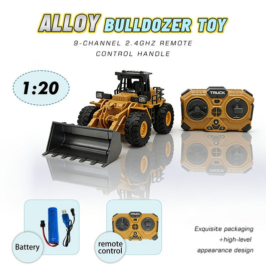 9 Channels Remote Control Loader, 2.4Ghz RC Construction Vehicle Truck with Alloy Metal Cap, Light & Sound, Rechargeable Battery, Ideal Gift for Halloween Thanksgiving Christmas
