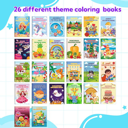 Coloring Books for Kids Ages 3+ – 26 Pack Bulk Set with Dinosaur, Mermaid & Animal Designs, Birthday Party Favors Goodie Bag Stuffers, Classroom Activity Supplies for Boys & Girls