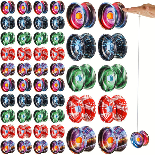 50pcs Alloy Responsive Balls Colorful Responsive Yoyos Bulk Metal Beginner String Trick Balls for Adult Players Auto Return Technology Balls for Student Boys Girls And Adult Training Party Gift Favor