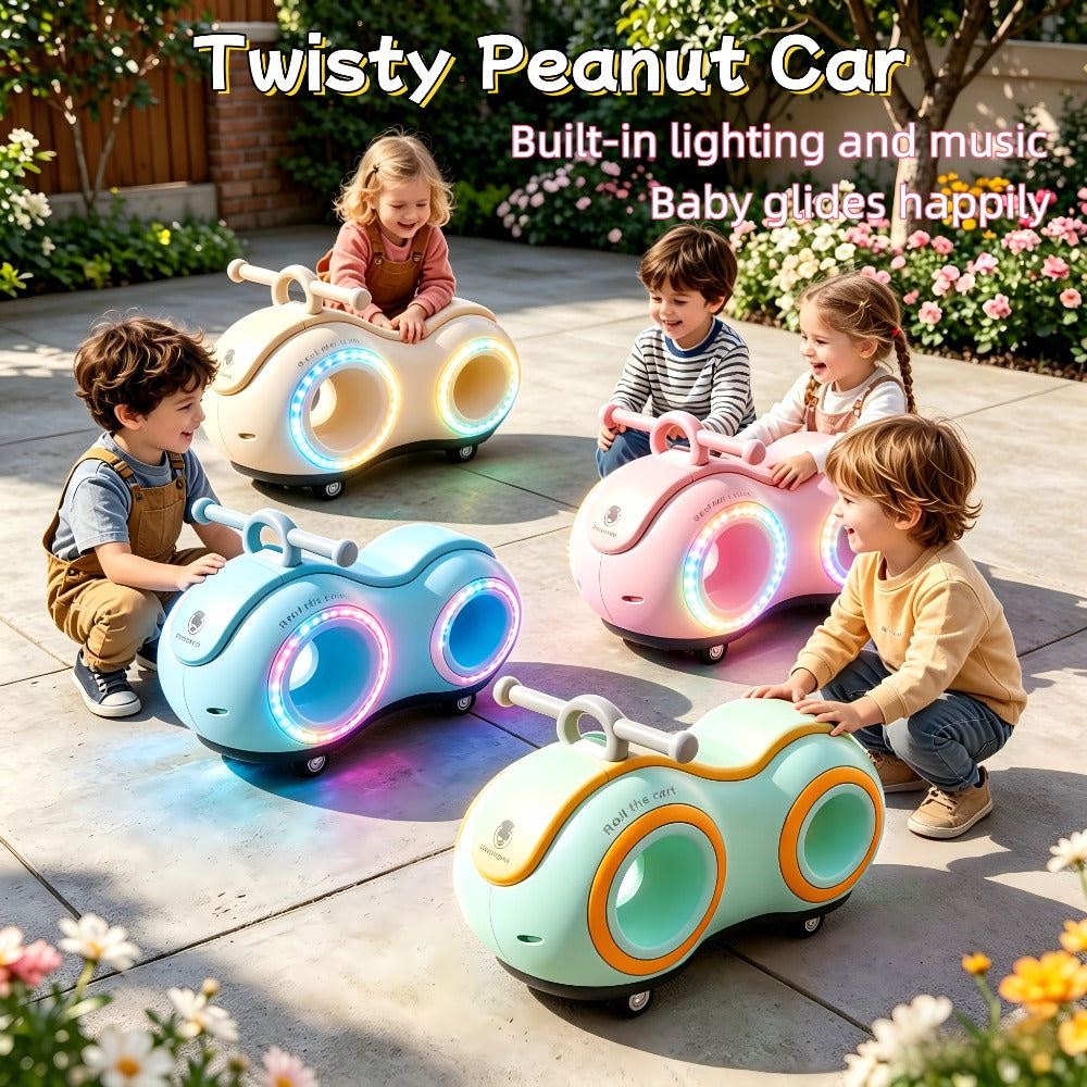 Anti-Tip Baby Walker with Music & Lights – 4-Wheel Toddler Learning Walker, 220 lb Capacity, Widened Stable Base, Indoor Outdoor Ride-On Toy, Birthday Gift for Boys & Girls Ages 1+