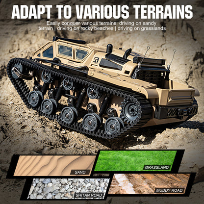 RC Tracked Tank With Full-Proportional Remote Control Car Powerful Offroad For All Terrains With Led Lights And Alloy Door Open Model Military War Car Vehicle Gift For Kids With 2 Batteries