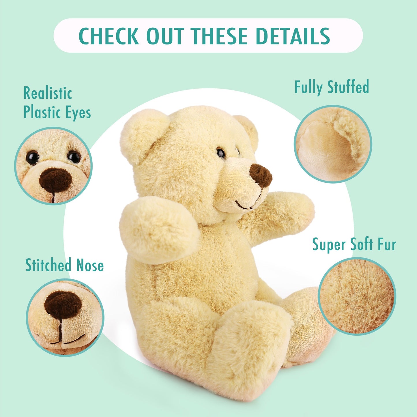 LotFancy Teddy Bear Stuffed Animals, Set of 5, 8 inch Small Teddy Bear Bulk, Baby Bear Plush Toy for Baby Shower Decoration, Kids Birthday Gift For Boys Girls, Gifts for Girlfriend, Birthday Christmas Gifts Valentine's Day Brown