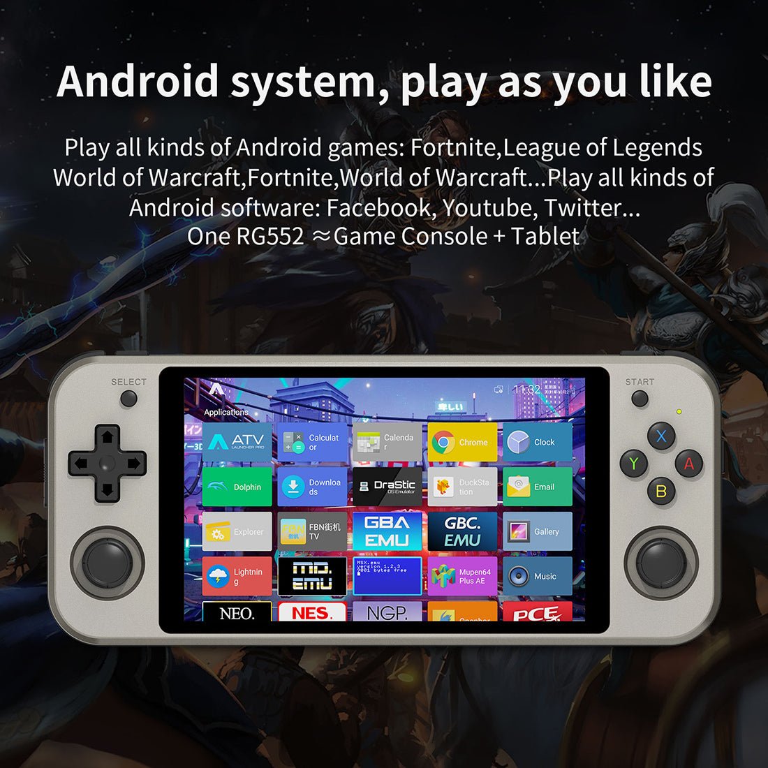 Handheld Game Console Anbernic RG552 Dual OS Android Linux 5.36-inch IPS RK3399 HDMI