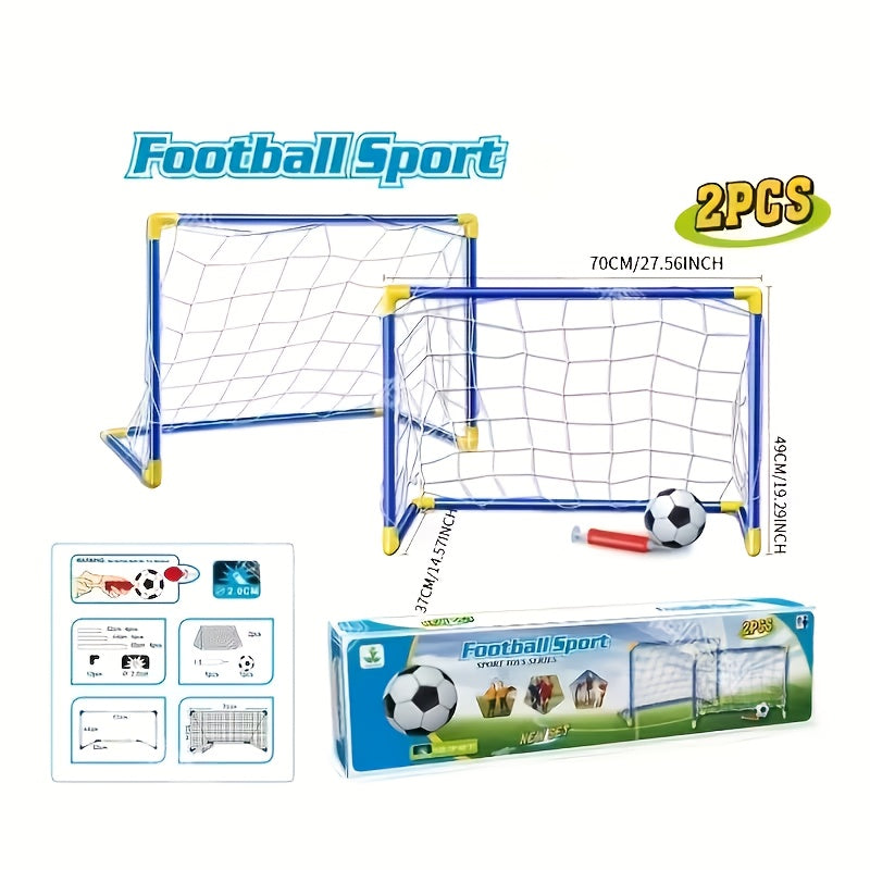 2pcs Youth Football Set-Portable and Easy-to-assemble Goal, Suitable for Indoor/outdoor Play, Family Entertainment, Birthday Gifts, Football Gifts