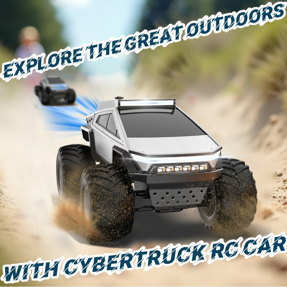 RC Monster Truck 1:12 Scale 4WD 2.4GHz All-Terrain Remote Control Car with LED Lights Sound Effects – Cybertruck & Pickup Truck Boys Gift Kids