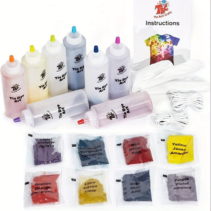 8-Color Tie Dye Kit for Kids & Adults – All-in-One DIY Fabric Dye Set with Squeeze Bottles Gloves Rubber Bands & Refill Packs, Tie-Dye Party Activity Gift 36+ Projects