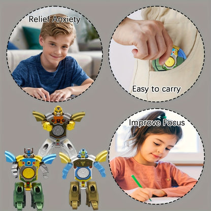 Deformation Robot Fingertip Gyro Fidget Spinner – Creative Finger Gyroscope Toy for Kids & Adults | 12/21/30 Pack Bulk Set, Stress Relief Gift