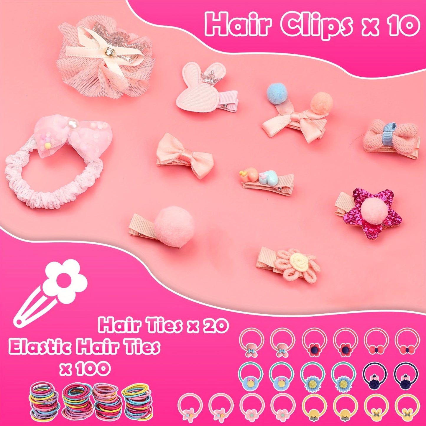 152pcs of Kids' Jewelry, Toys, Costume Jewelry, Dress-Up Additions, And Hair Items Including Clips And Bands Suitable for Children Aged 3 And Above, Perfect As Birthday Presents for Girls And Gifts for Day