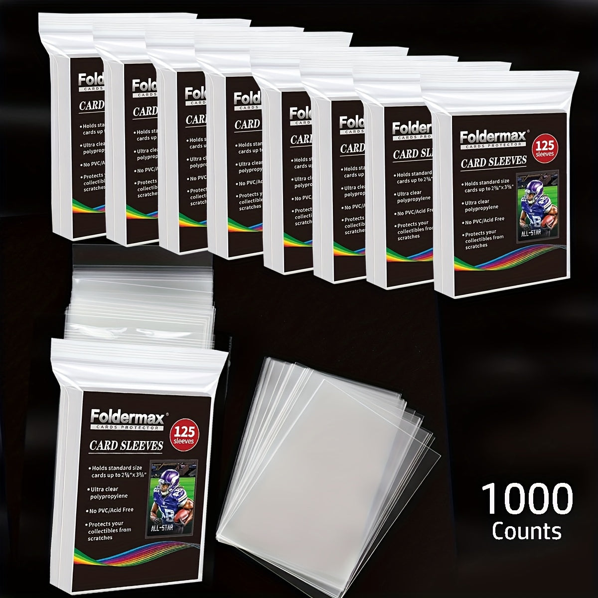 Foldermax 200/500/1000/2000/ 3000 Pack Penny Sleeves, Premium Card Sleeves, Soft Card Sleeves for Baseball, Game & Trading Cards, Ideal for Birthday Halloween& Christmas Gifts