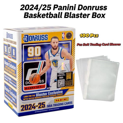 2024/25 Panini Donruss Basketball Blaster Box-Official NBA Factory Sealed Trading Cards (6pcs)+100pcs Soft Trading Card Sleeves