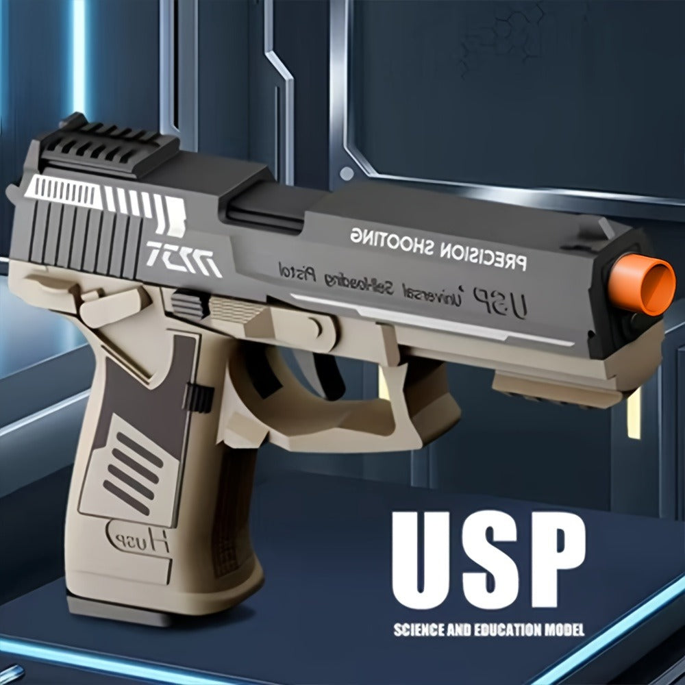 2024 USP Toy Gun Soft Clip Pistol, Continuous Shooting, with Ejecting Shells, Toy Foam Blaster, Cool Rapid-Fire Toy Gun Educational Models, Outdoor Shooting Games, Halloween, Thanksgiving, Christmas, Birthday Gift for Boys Girls