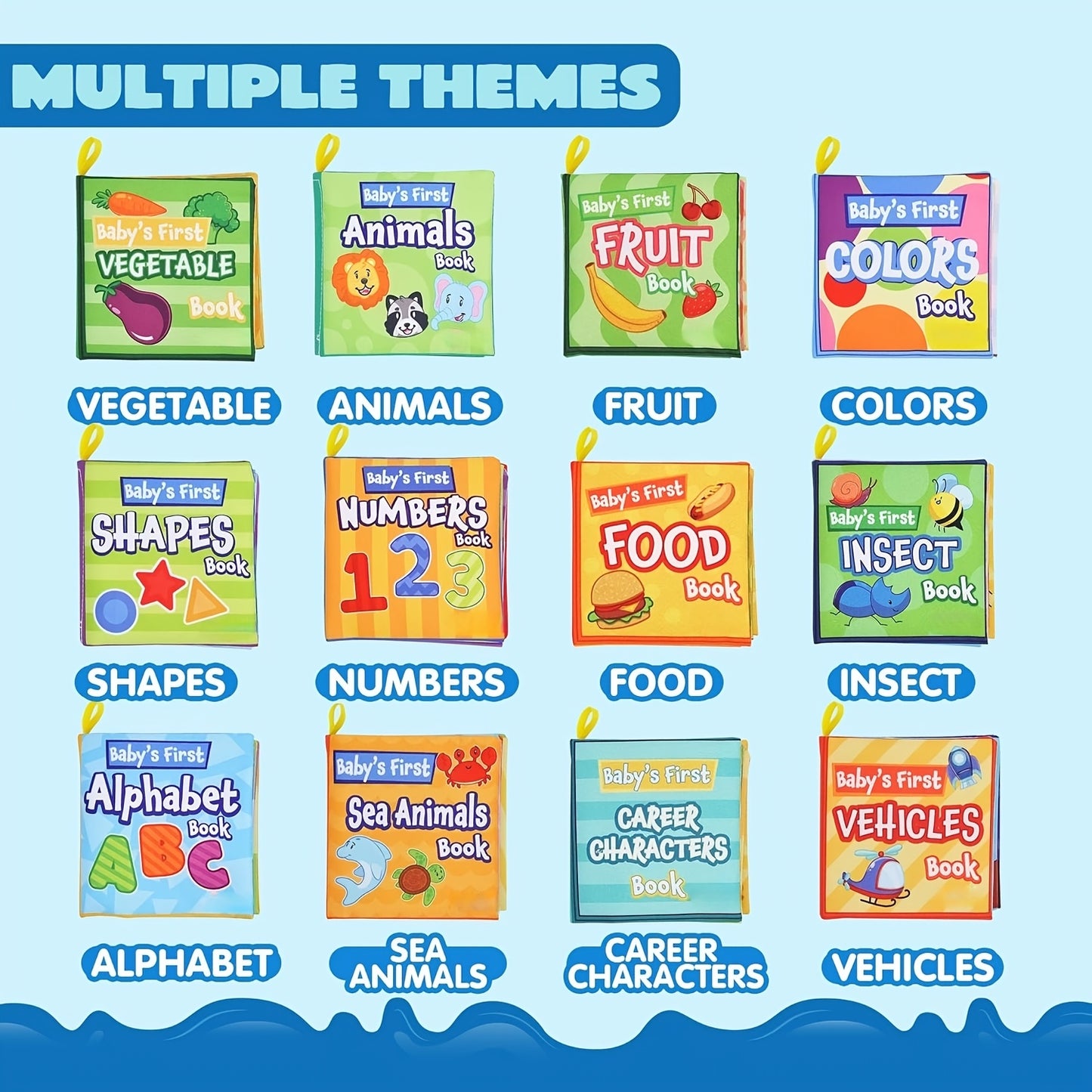 12pcs Bath Books, Nontoxic Fabric Soft Crinkly Cloth Books,, Bathtub Pool And First Toys for Infant Newborn Baby Toddlers Kids Birthday Gifts, Perfect Christmas Gifts