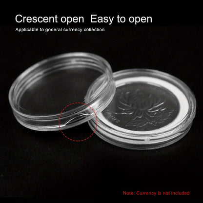 Clear Coin Capsules 300PCS with Adjustable EVA Foam Gaskets – Plastic Round Coin Holders for Collectors, Dollar Coin Protectors, Storage Box Included