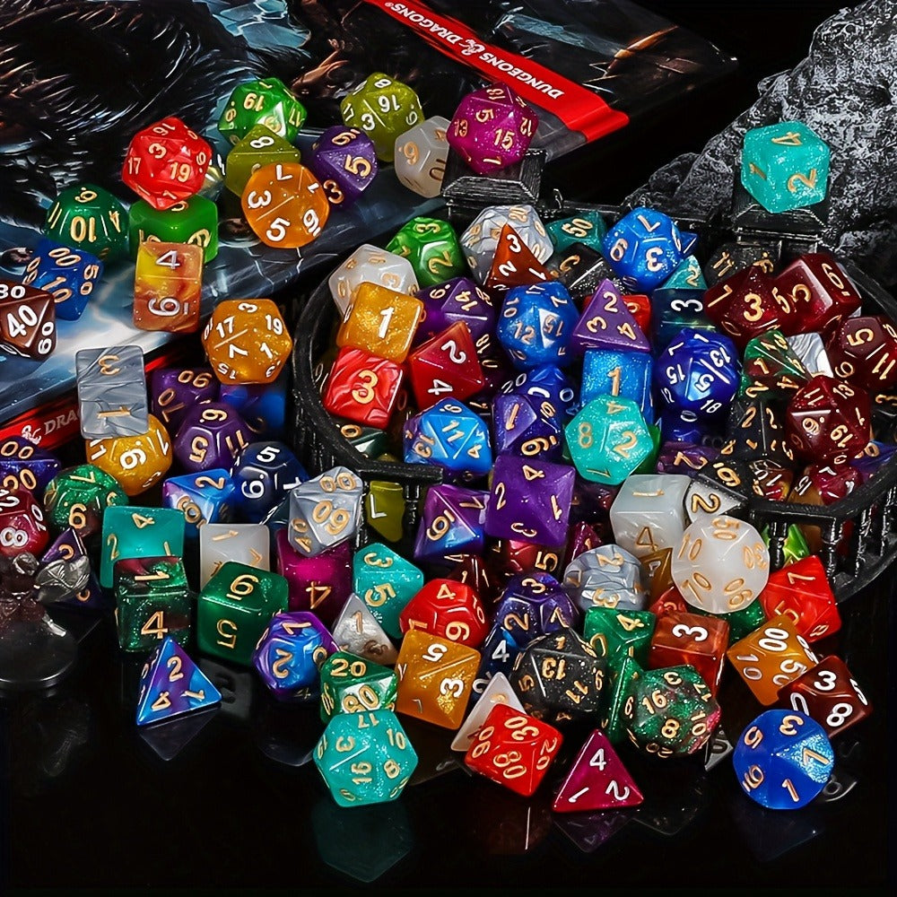 Polyhedral Dice Set 175pcs 25 Colors – 35 Two-Color & 140 Single-Color Acrylic Dice with Velvet Bag, D4 D6 D8 D10 D12 D20 for DnD Dungeons Dragons MTG Tabletop RPG Board Games Math
