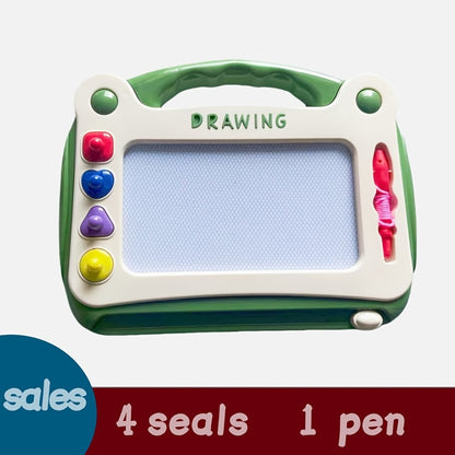 Kids Drawing Board Toy 3-in-1 with Stamps Brush Stand – Magnetic Doodle Art Set for Toddlers Boys Girls Ages 3+ Birthday Easter Christmas Gift STEM Creative Play