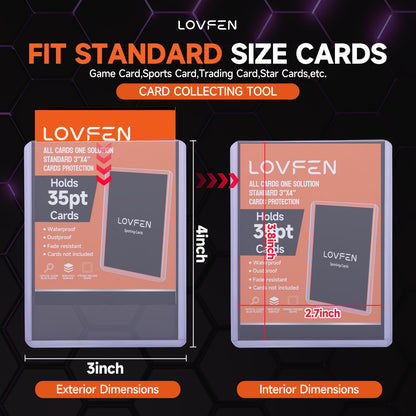 LOVFEN 200 Top Loads for Card Sleeves, Toploads Premium Baseball Card Sleeve Hard Plastic, 3" X 4" Trading Cards Holder, Sports Protectors(100 Toploads + 100 Sleeves),  Baseball Card Toploader, Sturdy Toploader Design, Reinforced Card Holder, Card