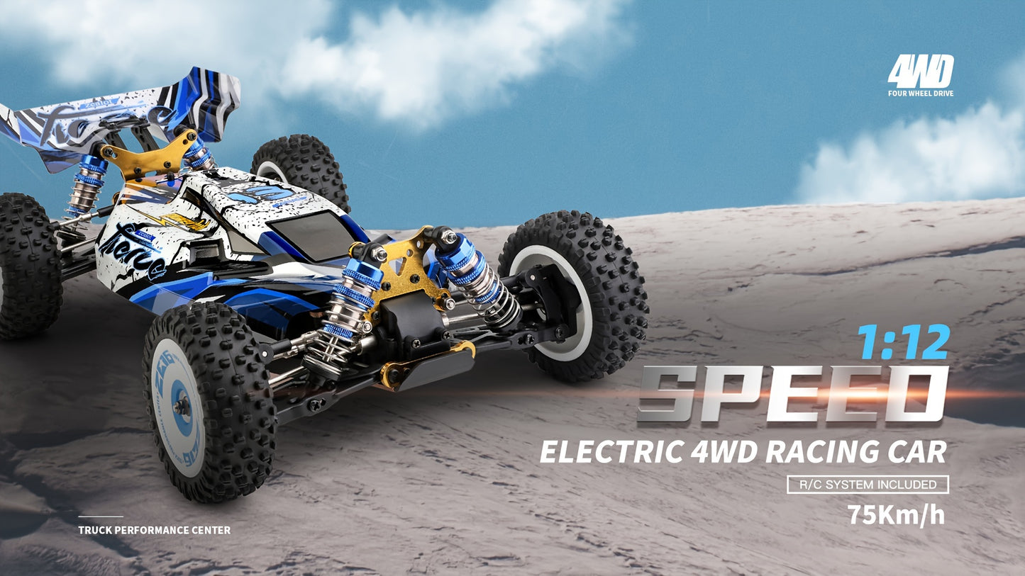 [Remote Control Toys] Wltoys 124017 75KM/H 4WD RC Car Professional Racing Car Brushless Electric High Speed Off-Road Drift Remote Control Toys for Boys With 2 Batteries