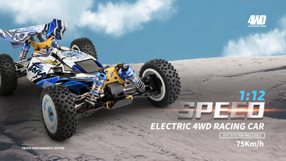 [Remote Control Toys] Wltoys 124017 75KM/H 4WD RC Car Professional Racing Car Brushless Electric High Speed Off-Road Drift Remote Control Toys for Boys With 2 Batteries