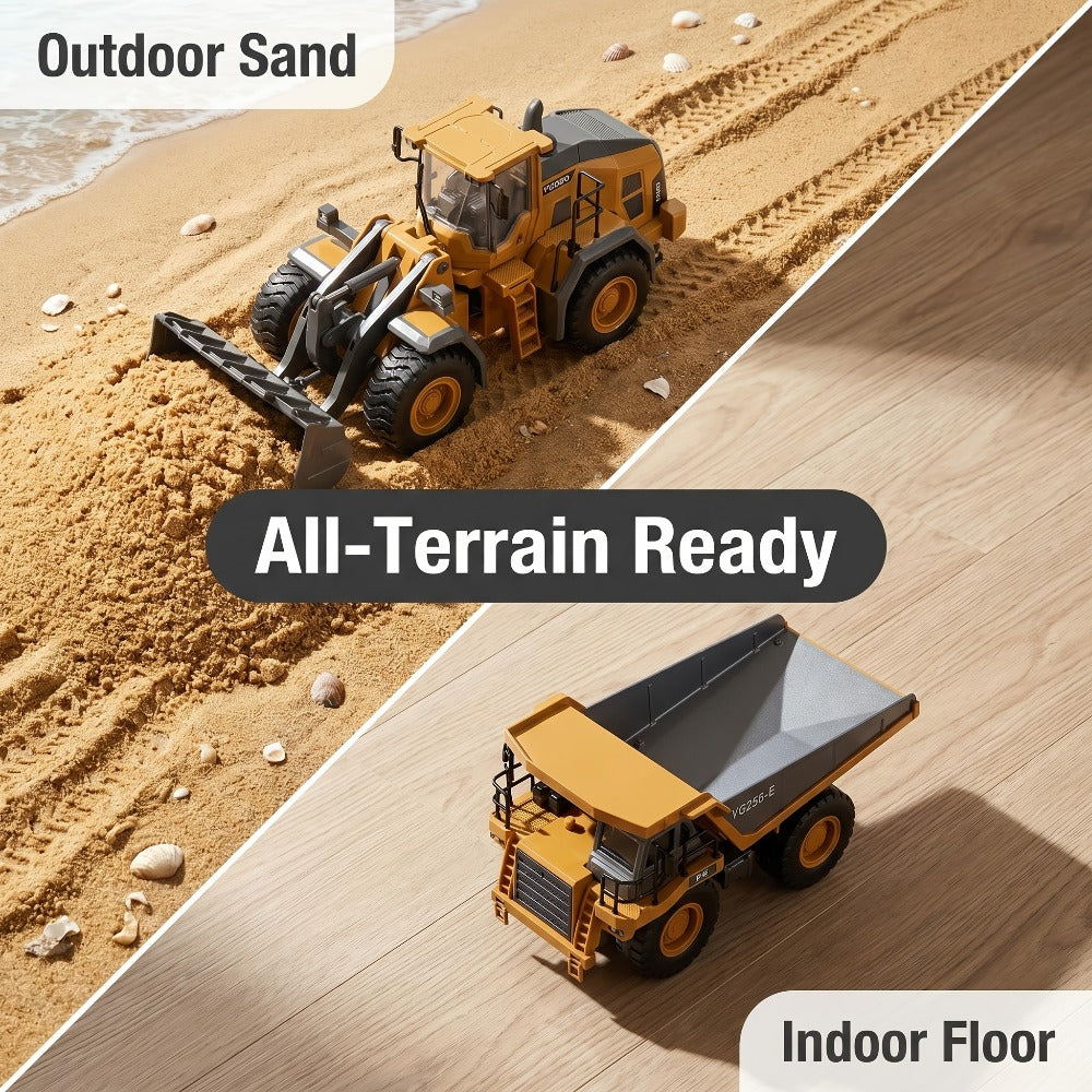 Remote Control Construction Vehicle Set 2/3/4pcs – 2.4G 11-Channel RC Excavator Dump Truck Bulldozer Alloy & Plastic Engineering Toy Car Kit for Kids Boys, Great Birthday Gift