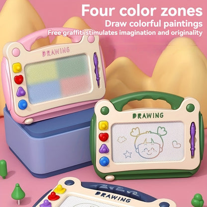 Kids Drawing Board Toy 3-in-1 with Stamps Brush Stand – Magnetic Doodle Art Set for Toddlers Boys Girls Ages 3+ Birthday Easter Christmas Gift STEM Creative Play