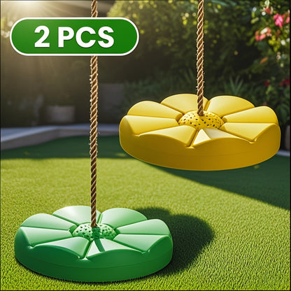 [Outdoor Fun Swing] Single-Person Thickened Swing, Outdoor Fitness Petal-Shaped Fun Swing, Diameter 11.8 Inches, Rope Length 78.7 Inches, Suitable for Playgrounds/Backyards