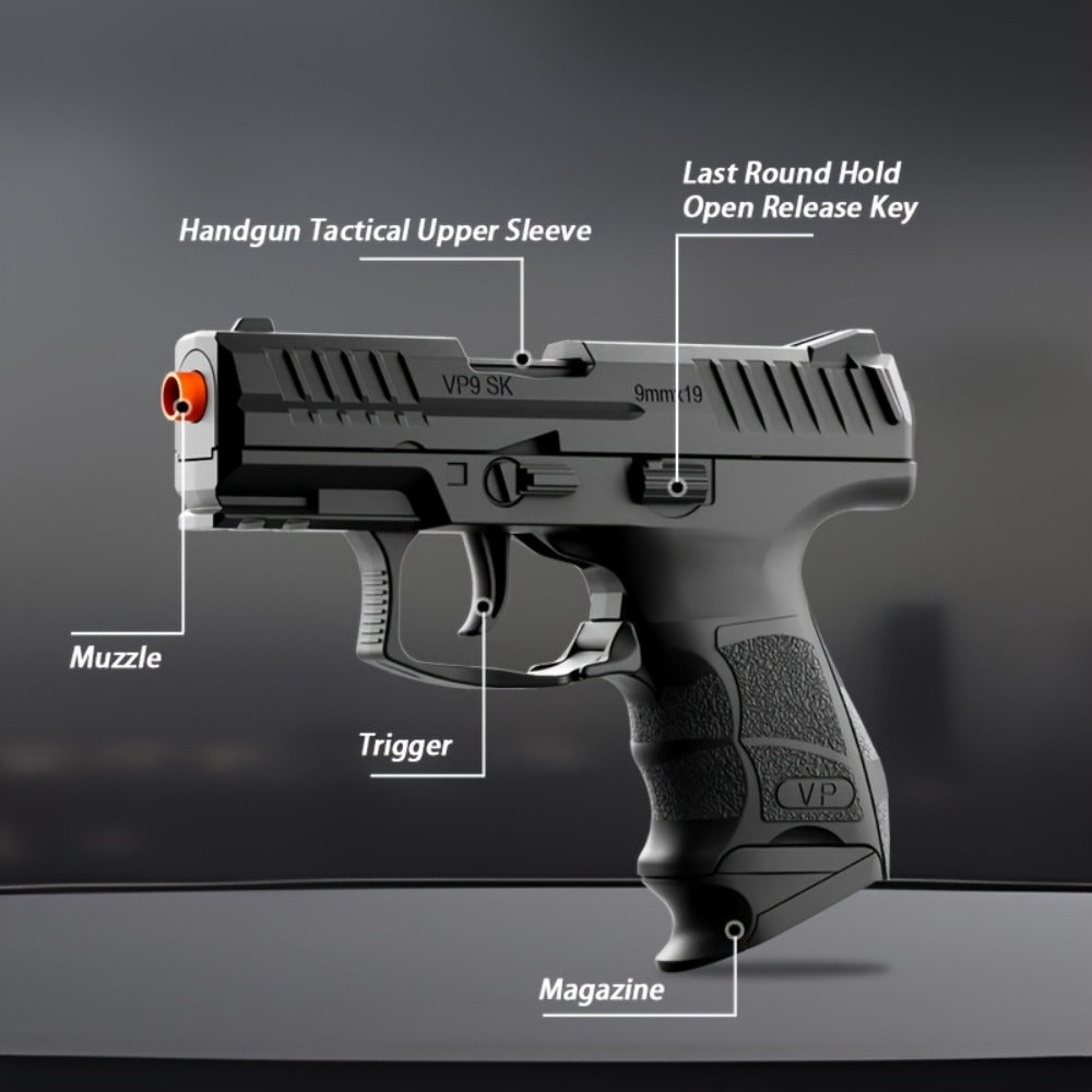 VP9 New Toy Gun Soft Bullet Gun Pistol Shell Throwing Continuous [Upgraded Version Of Continuous], Toy Foam Shockwave, Outdoor Sports Shooting Games