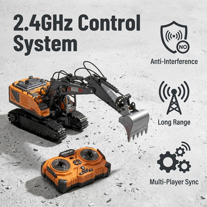 Remote Control Construction Vehicle Set 2/3/4pcs – 2.4G 11-Channel RC Excavator Dump Truck Bulldozer Alloy & Plastic Engineering Toy Car Kit for Kids Boys, Great Birthday Gift