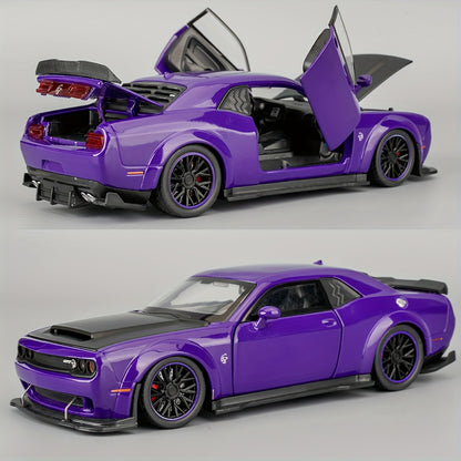 Dodge Hellcat Diecast Car Model 1:32 Scale Alloy Replica with Display Base | Openable Doors, Collectible Mini Vehicle | Birthday Christmas Gift for Car Lovers