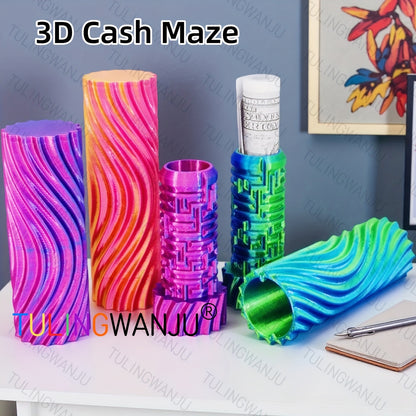 3D Cash Maze Present Container, Festive Gift Box, Decorative Storage Items, 3D Printed Present Box, Suitable for Christmas, Halloween, And Easter