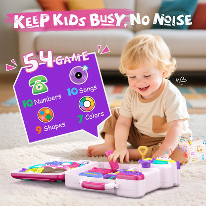 Musical Busy Board Bus Toy for Toddlers 18 Months – Pink Baby Activity Board, Early Educational Motor Skills Developmental Toy for 1 2 Year Old Boys & Girls, Birthday Gift for Baby