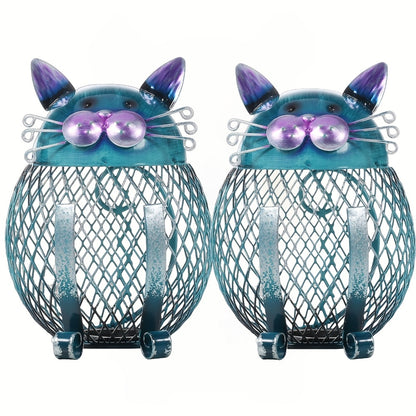 Ceramic Cat Piggy Bank with Removable Bottom Lid - Cute Kitten Coin Bank Figurine for Kids & Adults, Cat Lover Gift, Home Decor for Shelf & Office, Birthday Christmas Halloween Present