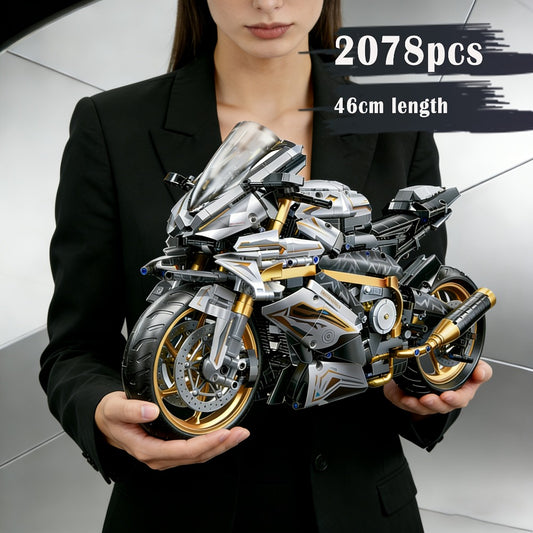 [24H Ship]1: 5 2000+pcs Platinum Motorcycle Building Blocks Model, Easy And Simple Assembly, Suitable As Gifts For Birthday, Christmas, Halloween, Thanksgiving, New Year, Party, Christmas Decorations, Cool Toys For Men, Ship In Color Box